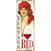 Vintage Red with image of young women in a red headcover