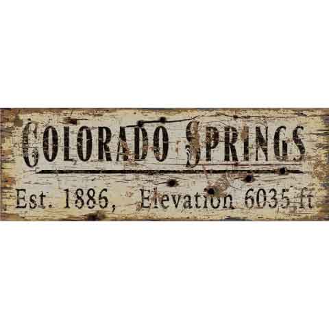 Customizable sign with town name and elevation; customizable; Colorado Springs