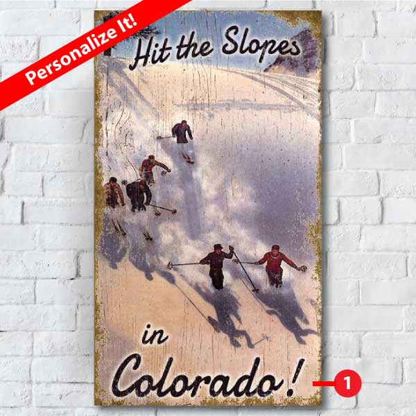Group Downhill | Skiing | Winter Sports | Vintage Sign | Personalize It