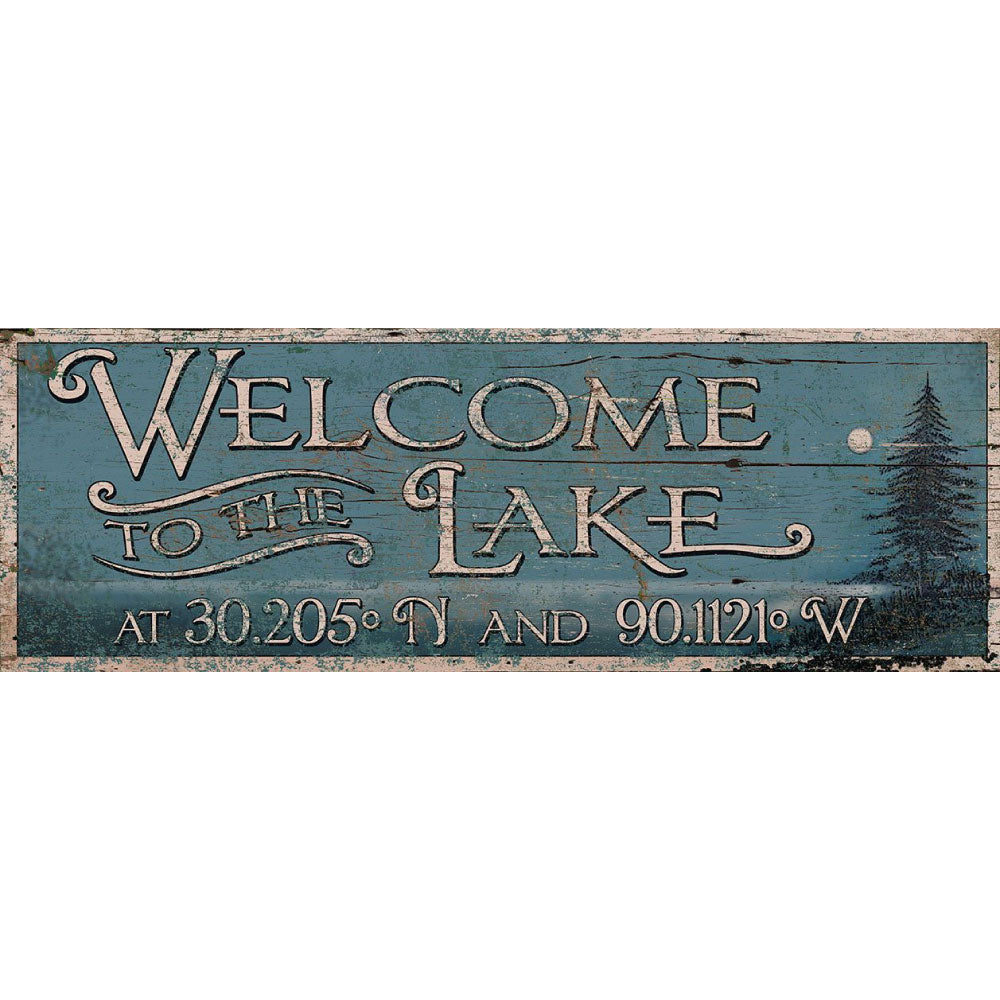Welcome to the Lake at Lat and Long | Rustic Wall Décor | Customize | Lake
