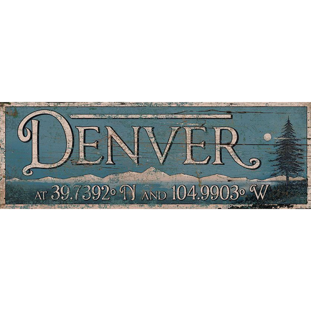 Town Name with Mountain Range | Rustic Wall Décor | Customize | Denver