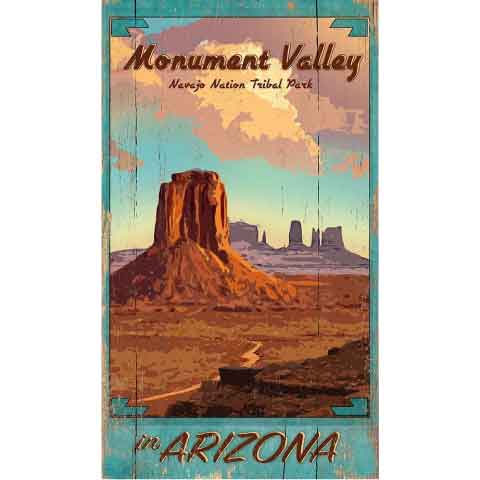 Monument Valley National Park in Arizona vintage sign