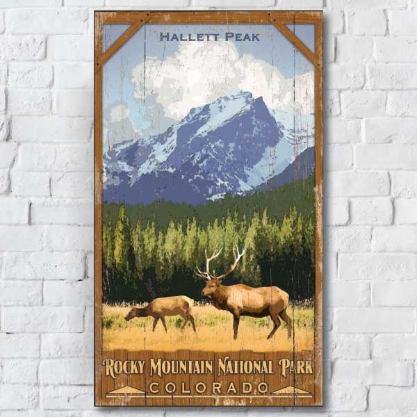 Rocky Mountain National Park Colorado - distressed wood sign