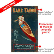 Couple in Canoe on Lake Tahoe - customize the text