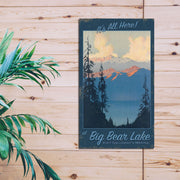 Big Bear Lake image on wood slat wall