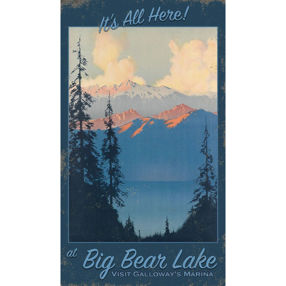 Big Bear Lake image with lake and mountains; blue