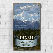 Denali National Park Vintage image on wood