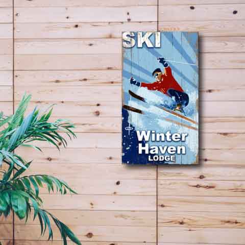 Ski Winter Haven | Vintage Sign | Lodge | Skiing | Customize