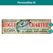 customizable antique ad for fishing charter; fly shop; rogue charters