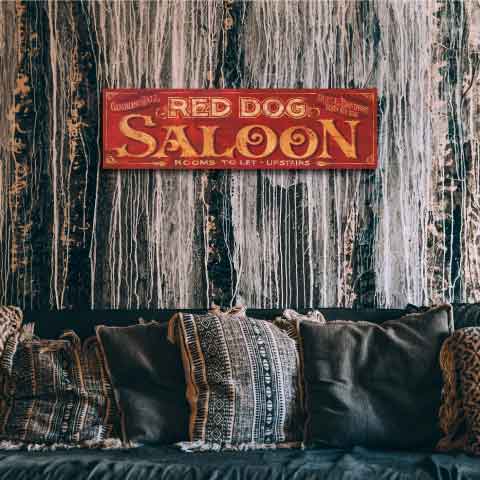 Red Dog Saloon vintage advertisement