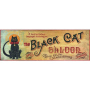 Drinking Emporium. The black cat saloon vintage advertisement on wood boards; darts