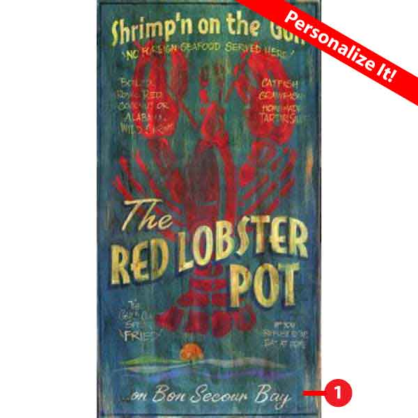 The Red Lobster | Seafood Restaurant | Gulf Coast | Vintage Sign | Personalize It