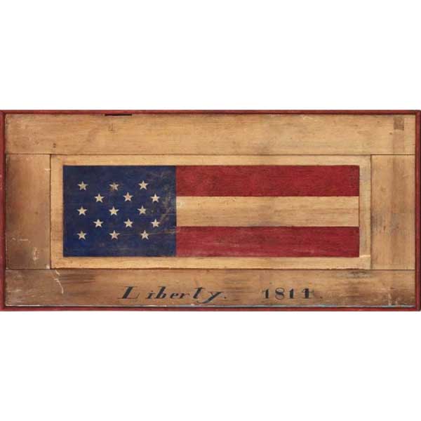 US flag fron 1814. Liberty. Vintage wood sign