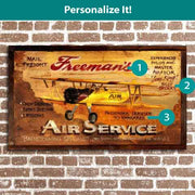 Personalize ad for Air Service with biplane 