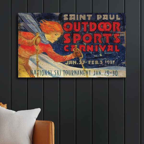 outdoor sports carnival in saint paul; vintage wood sign