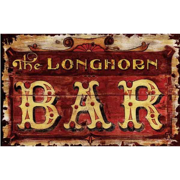 The Longhorn Bar | Vintage Wood Sign | Bar Sign | Western Wall Décor