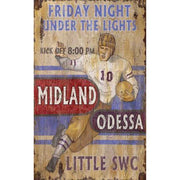 Under the friday night lights football; antique sign; Midland, Texas; Odessa