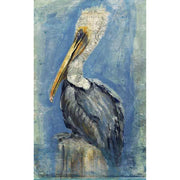 Brown Pelican on a piling by the sea as wall art