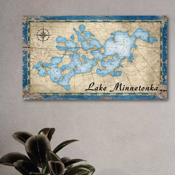 Lake Minnetonka Map | Vintage Wall Art | Minnesota | 3 Sizes