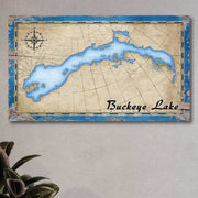Vintage nautical map of Buckeye Lake, Ohio