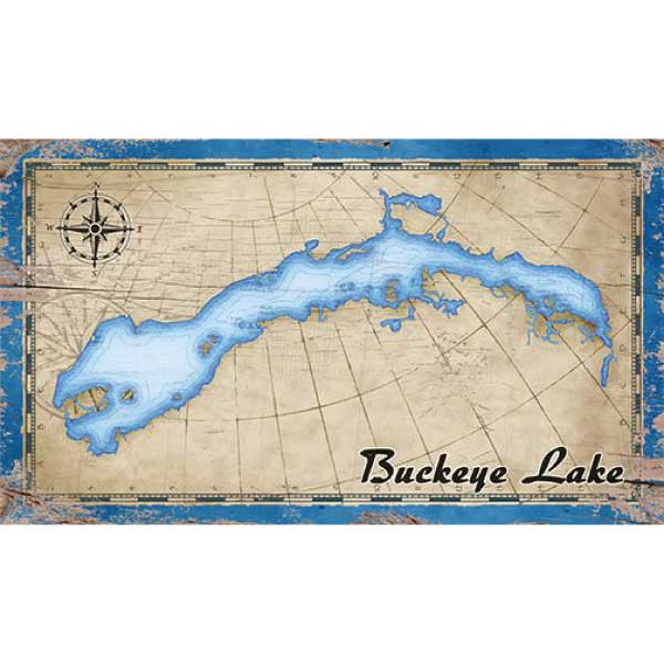 Vintage wall art with image of Buckeye Lake in Ohio