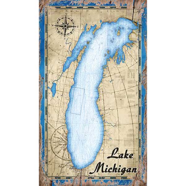 Lake Michigan Map | Vintage Wall Art | WI IL MI | 3 Sizes