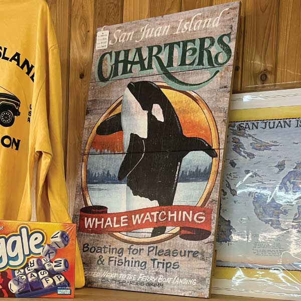 breaching killer whale vintage wood sign for san juan island charter for whale watching