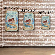Visual comparison of vintage sign sizes: 40x25", 32x20" and 26x15"; vintagewoodsigns.com