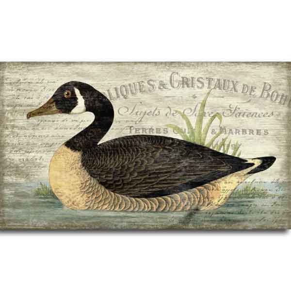 French Goose antique-style wall art; image of goose with French writing