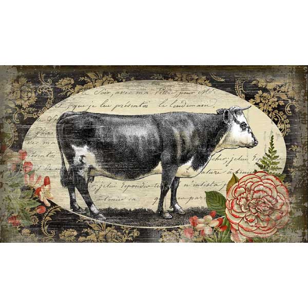 Farmhouse I | Cow | Vintage-style Sign | Suzanne Nicoll Design