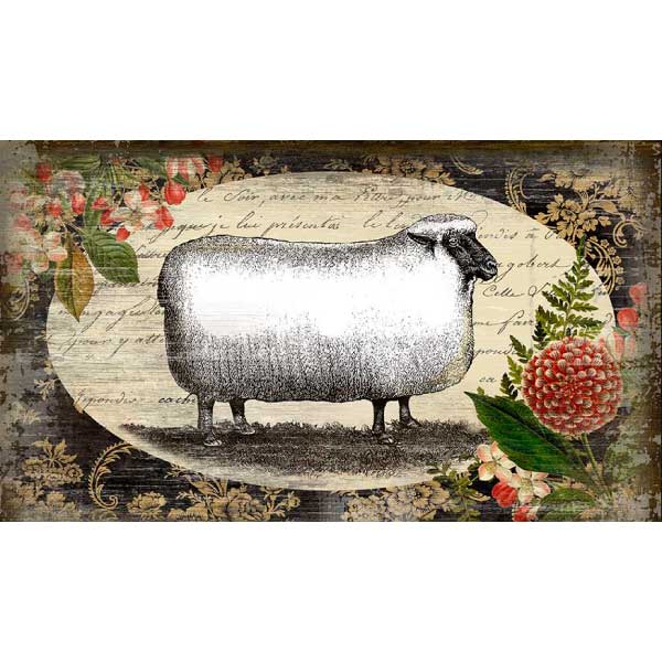 Farmhouse IV | Sheep | Vintage-style Sign | Suzanne Nicoll Design