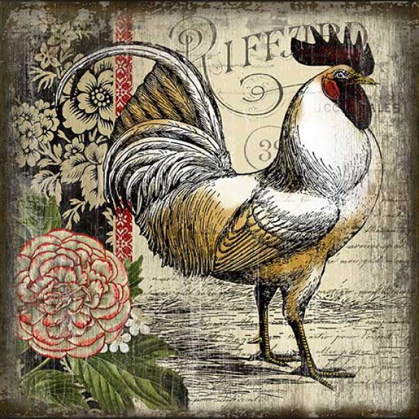 Farmhouse | Rooster I | Wood Wall Art | Suzanne Nicoll | 20" x 20"